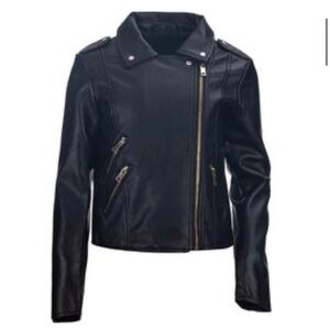 New Firetrap Black faux biker girls leather jacket size 2-3 years
